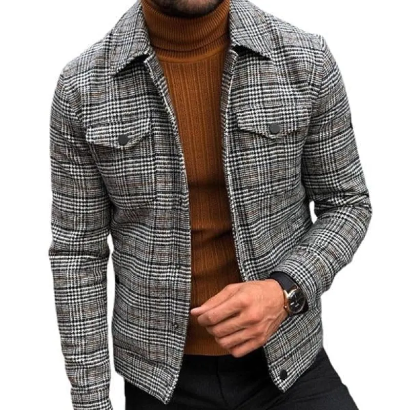 Men's Lapel Plaid Pocket Men's Jacket 83926899X sold by Manly