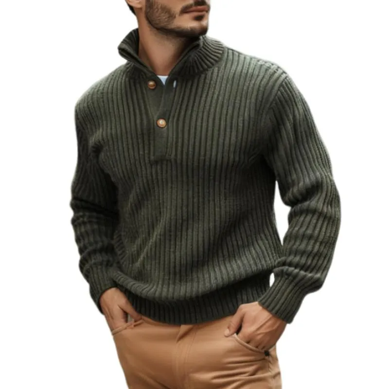 Men's Casual Turtleneck Button Loose Knit Pullover Sweater 07083126M sold by Manly