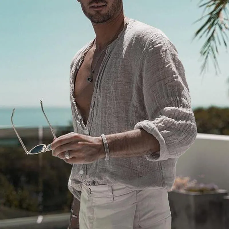 Men's Casual Solid Color Long Sleeve Shirt 71051429Y sold by Manly product image thumbnail 3