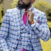 Men's Vintage Plaid Print Peak Collar Single-Breasted Blazer (Excluding Vest) 74731191Y sold by Manly