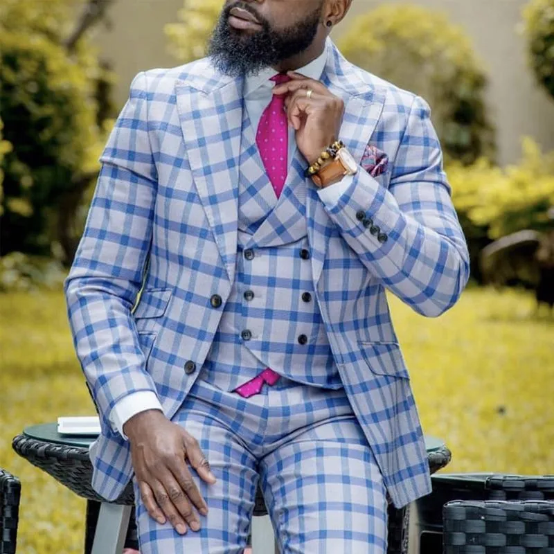 Men's Vintage Plaid Print Peak Collar Single-Breasted Blazer (Excluding Vest) 74731191Y sold by Manly product image thumbnail 2