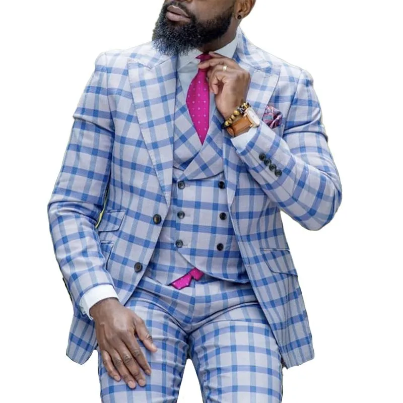 Men's Vintage Plaid Print Peak Collar Single-Breasted Blazer (Excluding Vest) 74731191Y sold by Manly