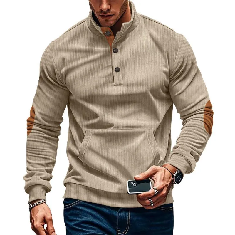 Men's Casual Stand-up Collar Kangaroo Pocket Loose Long-sleeved Sweatshirt 72785647M sold by Manly