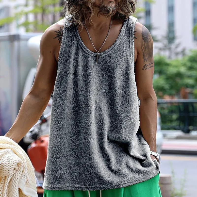 【CLEARANCE】Men's Casual Round Neck Solid Color Tank Top 15988785X sold by Manly product image thumbnail 2