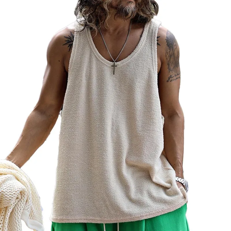 【CLEARANCE】Men's Casual Round Neck Solid Color Tank Top 15988785X sold by Manly