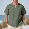 Men's Solid Color V-Neck Short-Sleeved Shirt 88586311Y sold by Manly