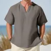 Men's Solid Color V-Neck Short-Sleeved Shirt 88586311Y sold by Manly