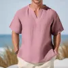 Men's Solid Color V-Neck Short-Sleeved Shirt 88586311Y sold by Manly