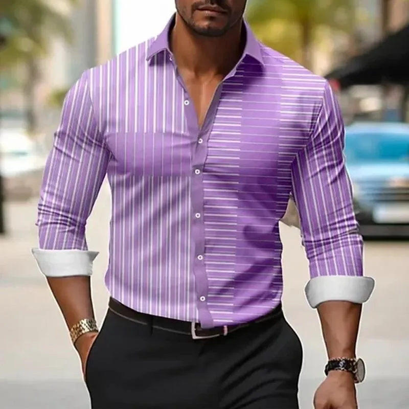 Men's Striped Colorblock Long Sleeve Shirt 20996175X sold by Manly product image thumbnail 4