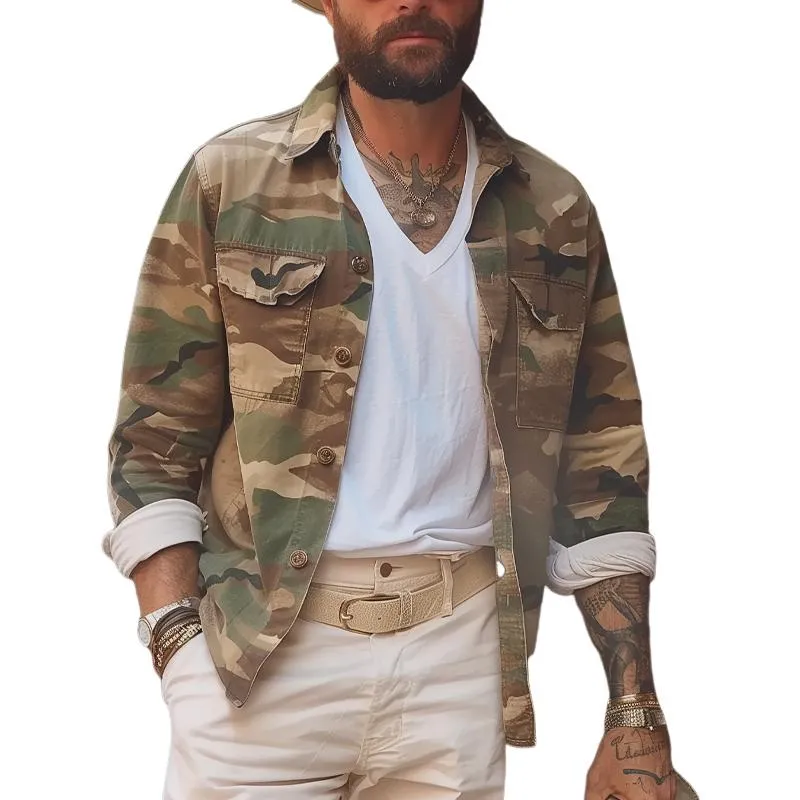 Men's Vintage Camouflage Print Single Breasted Jacket 53803402X sold by Manly