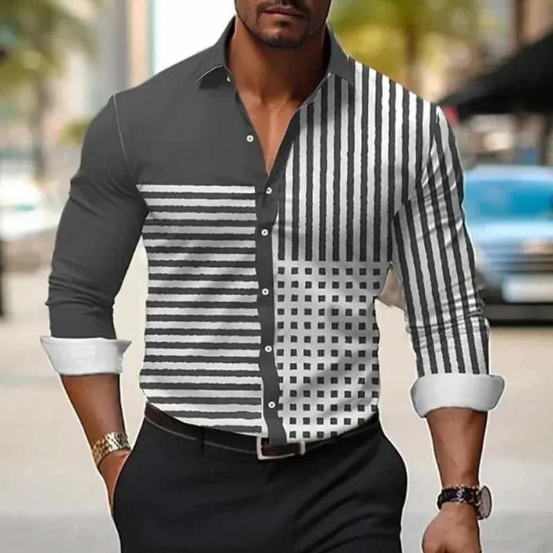 Men's Striped Colorblock Long Sleeve Shirt 20996175X sold by Manly product image thumbnail 5