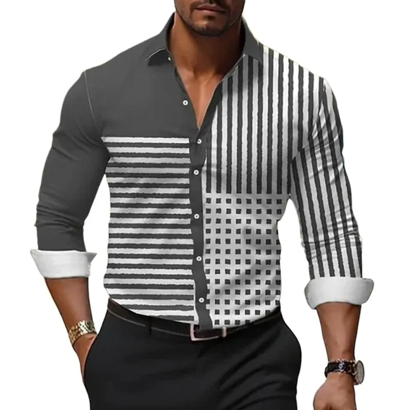 Men's Striped Colorblock Long Sleeve Shirt 20996175X sold by Manly