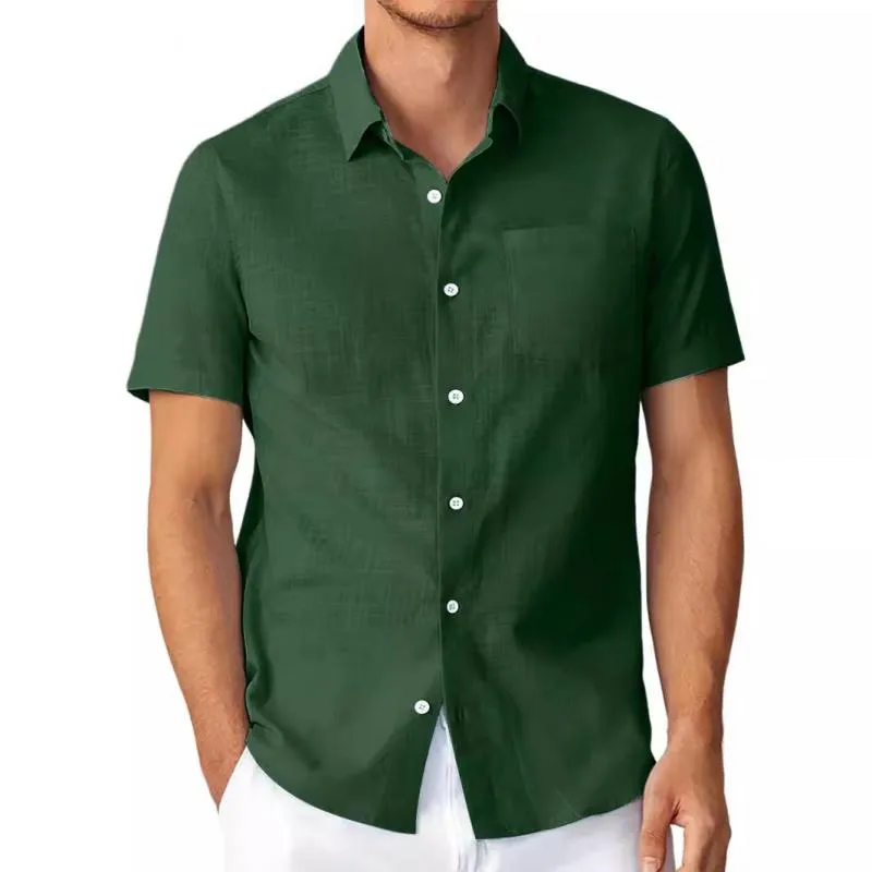 Men's Solid Lapel Breast Pocket Short Sleeve Shirt 98853334Z sold by Manly product image thumbnail 5