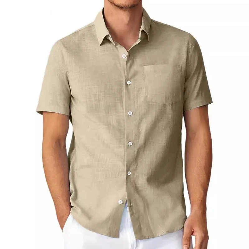 Men's Solid Lapel Breast Pocket Short Sleeve Shirt 98853334Z sold by Manly product image thumbnail 3
