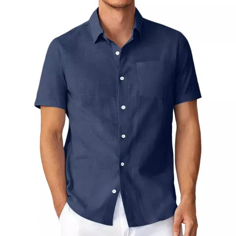 Men's Solid Lapel Breast Pocket Short Sleeve Shirt 98853334Z sold by Manly product image thumbnail 4