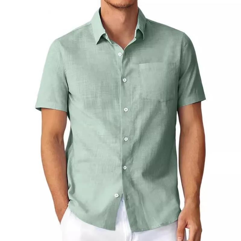 Men's Solid Lapel Breast Pocket Short Sleeve Shirt 98853334Z sold by Manly product image thumbnail 2