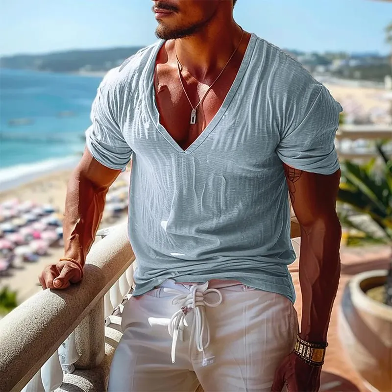 Men's Casual Vintage Pleated Short Sleeve T-Shirt 75868102TO sold by Manly product image thumbnail 2