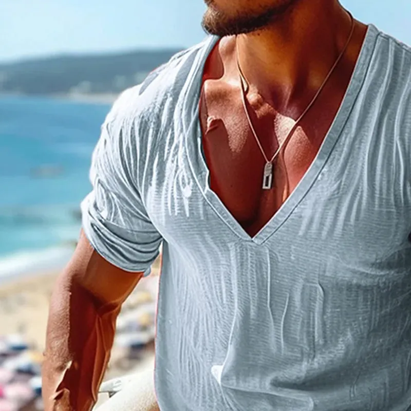 Men's Casual Vintage Pleated Short Sleeve T-Shirt 75868102TO sold by Manly product image thumbnail 3