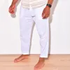 Men's Solid Color Cotton Linen Casual Trousers 48116823Y sold by Manly
