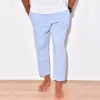 Men's Solid Color Cotton Linen Casual Trousers 48116823Y sold by Manly