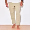 Men's Solid Color Cotton Linen Casual Trousers 48116823Y sold by Manly
