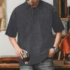 Men's Solid Loose Lapel Short Sleeve Casual Polo Shirt 54549536Z sold by Manly