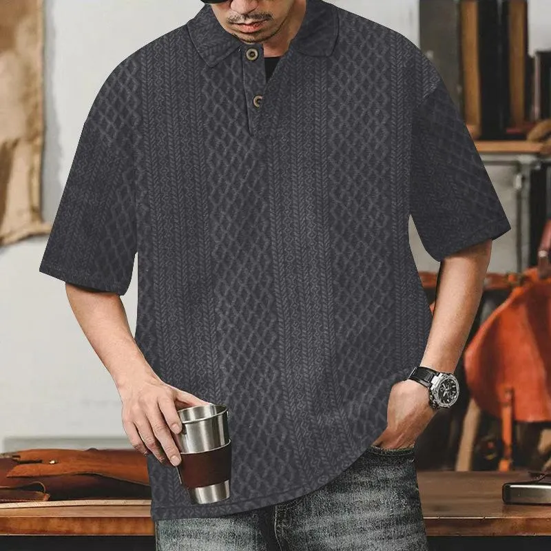 Men's Solid Loose Lapel Short Sleeve Casual Polo Shirt 54549536Z sold by Manly product image thumbnail 2