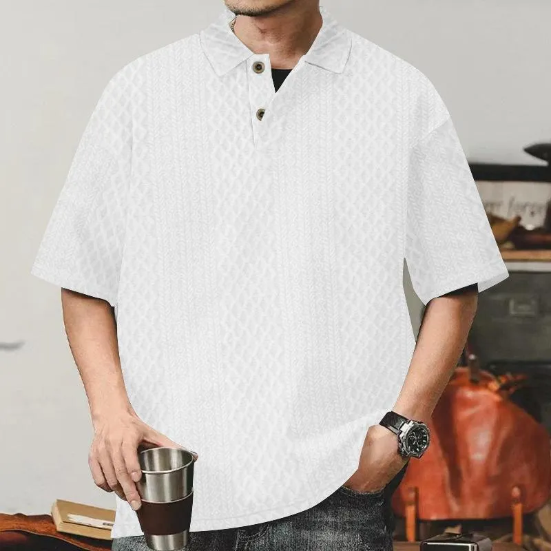 Men's Solid Loose Lapel Short Sleeve Casual Polo Shirt 54549536Z sold by Manly product image thumbnail 4