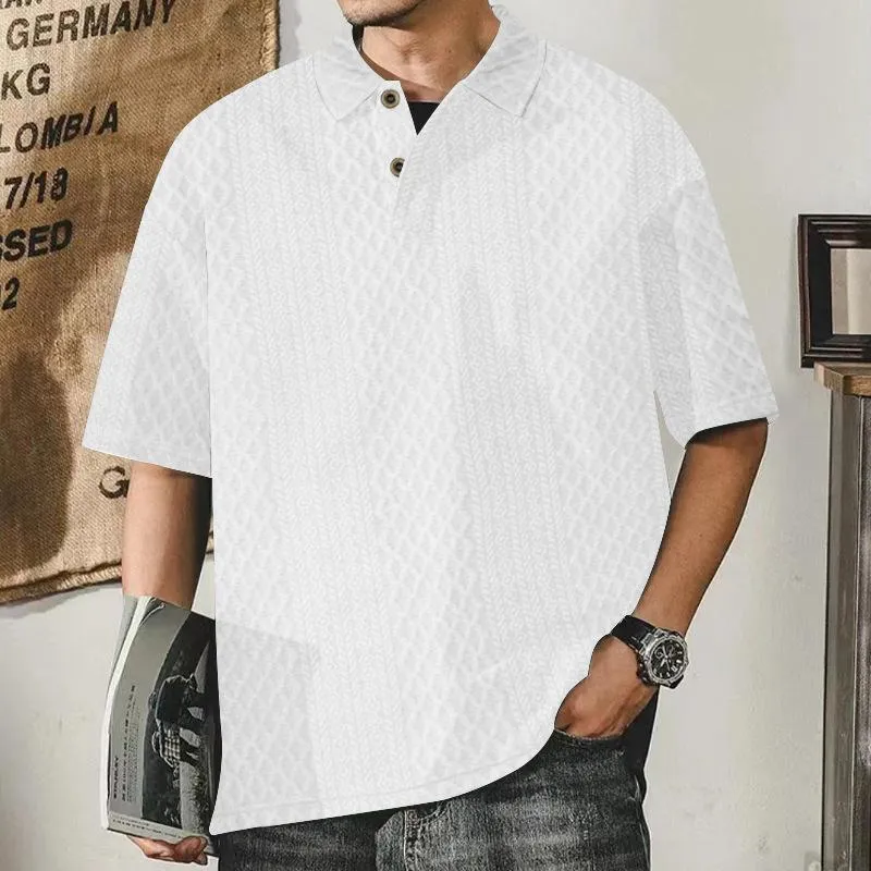 Men's Solid Loose Lapel Short Sleeve Casual Polo Shirt 54549536Z sold by Manly product image thumbnail 3