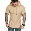 Men's Casual Cotton Blend Pleated Patchwork Short-Sleeved Hoodie 08412819M sold by Manly