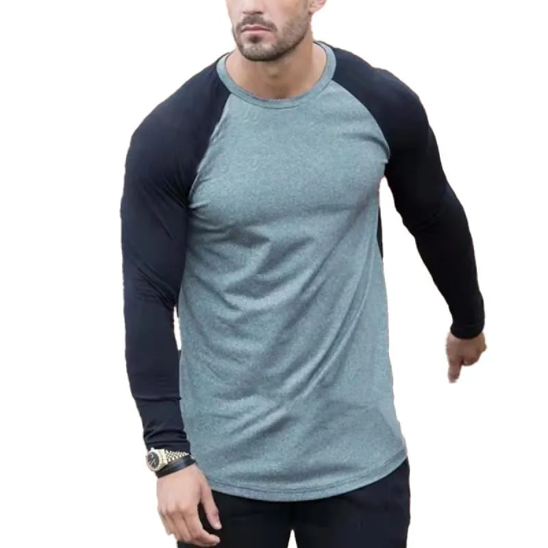 Men's Casual Round Neck Colorblock Raglan Long Sleeve T-Shirt 95344354Y sold by Manly