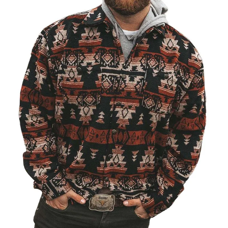 Men's Western Style Print Lapel Single Breasted Jacket 33381093Z sold by Manly