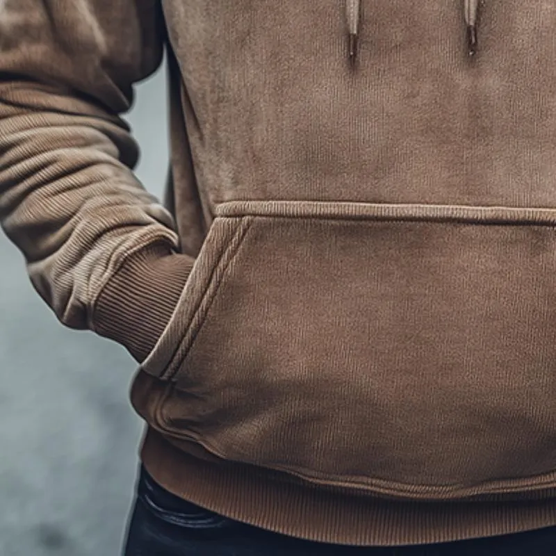 Men's Retro Casual Solid Color Corduroy Hooded Sweatshirt 70579731TO sold by Manly product image thumbnail 3