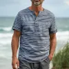 Men's Striped Casual Cotton Blended Short Sleeve T-Shirt 81014649X sold by Manly