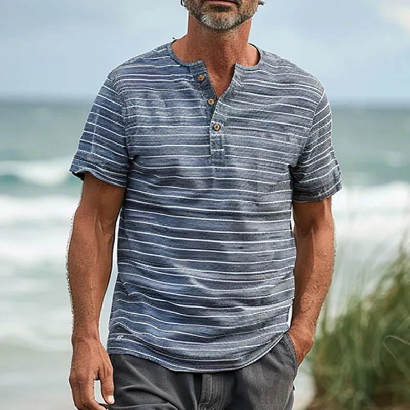 Men's Striped Casual Cotton Blended Short Sleeve T-Shirt 81014649X sold by Manly product image thumbnail 2