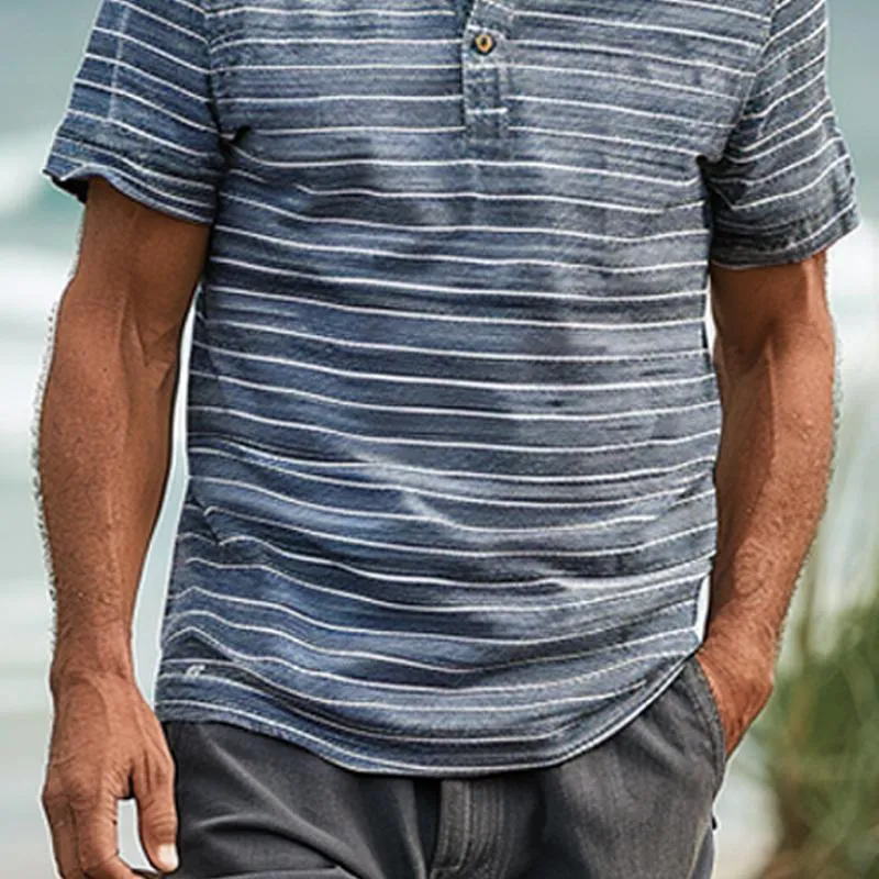 Men's Striped Casual Cotton Blended Short Sleeve T-Shirt 81014649X sold by Manly product image thumbnail 4