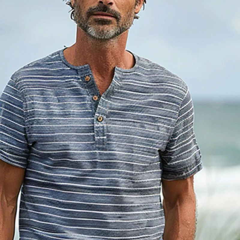 Men's Striped Casual Cotton Blended Short Sleeve T-Shirt 81014649X sold by Manly product image thumbnail 3