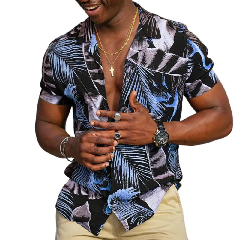 Men's Casual Beach Lapel Print Shirt 19133465TO sold by Manly