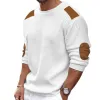 Men's Casual Round Neck Long Sleeve Patchwork Slim Pullover Knitted Sweater 02555996M sold by Manly