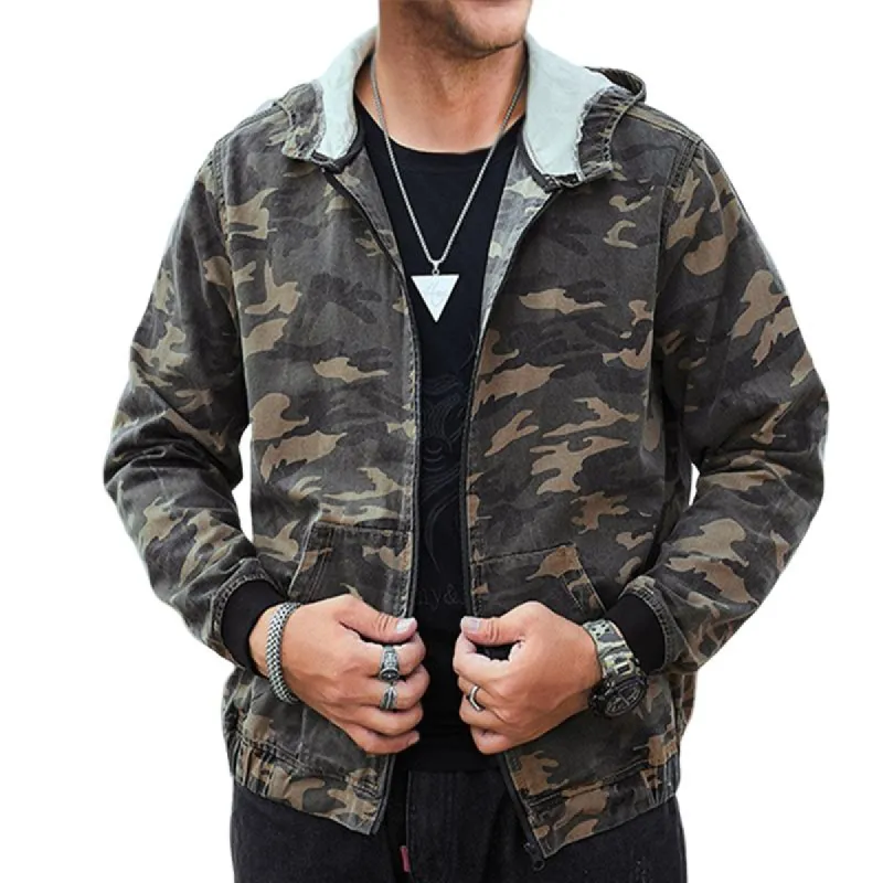 Men's Casual Vintage Camouflage Hooded Jacket 41281198TO made by Manly