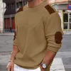Men's Casual Round Neck Long Sleeve Patchwork Slim Pullover Knitted Sweater 02555996M sold by Manly