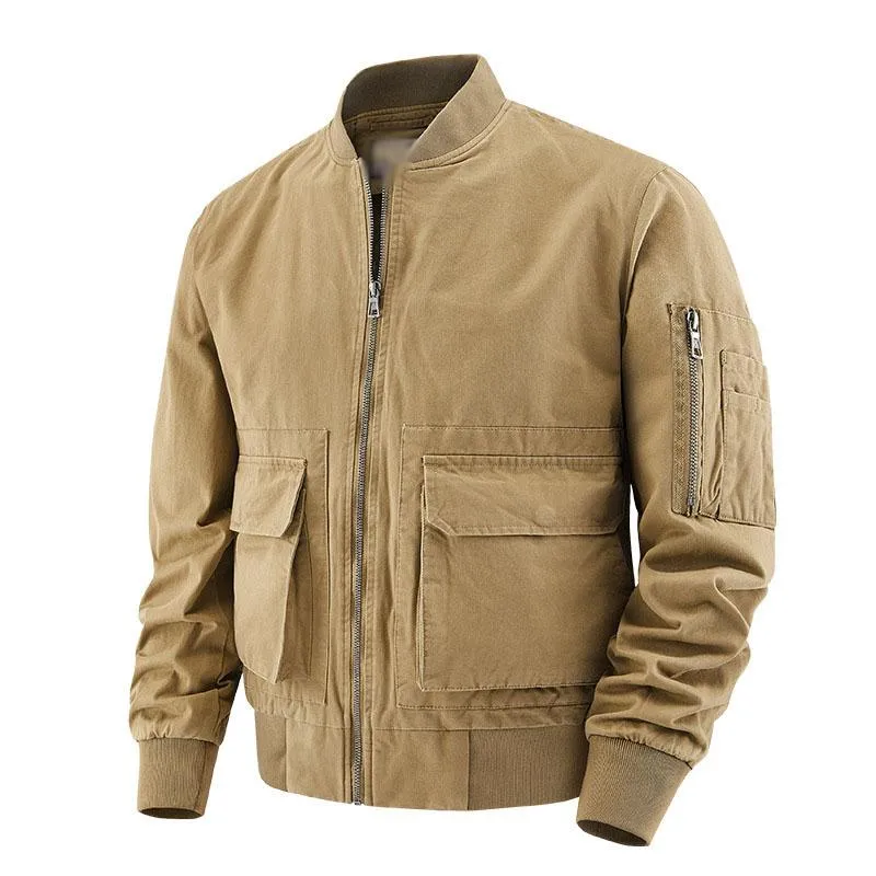 Men's Vintage Solid Washed Cotton Multi Pocket Baseball Jacket 75432803M sold by Manly