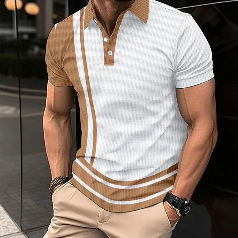 Men's Striped Lapel Short Sleeve Polo Shirt 56072094X sold by Manly product image thumbnail 4
