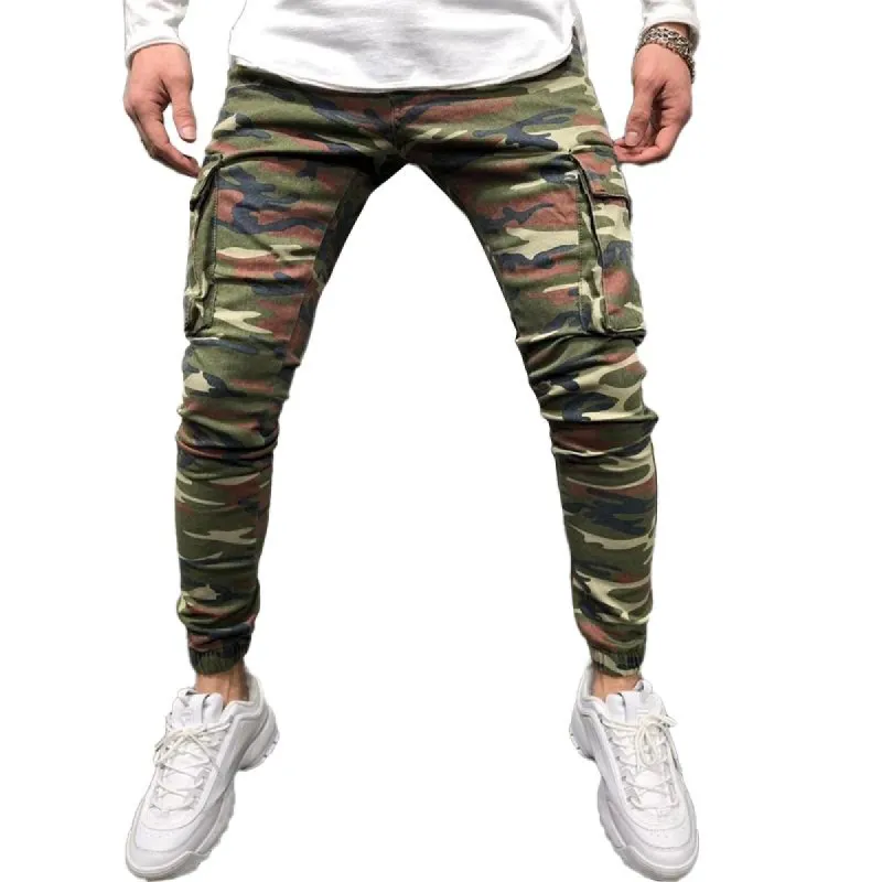 Men's Camo Multi-pocket Elastic Waist Cargo Pants 46300283Z sold by Manly