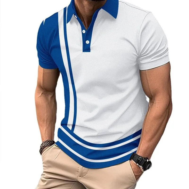 Men's Striped Lapel Short Sleeve Polo Shirt 56072094X sold by Manly