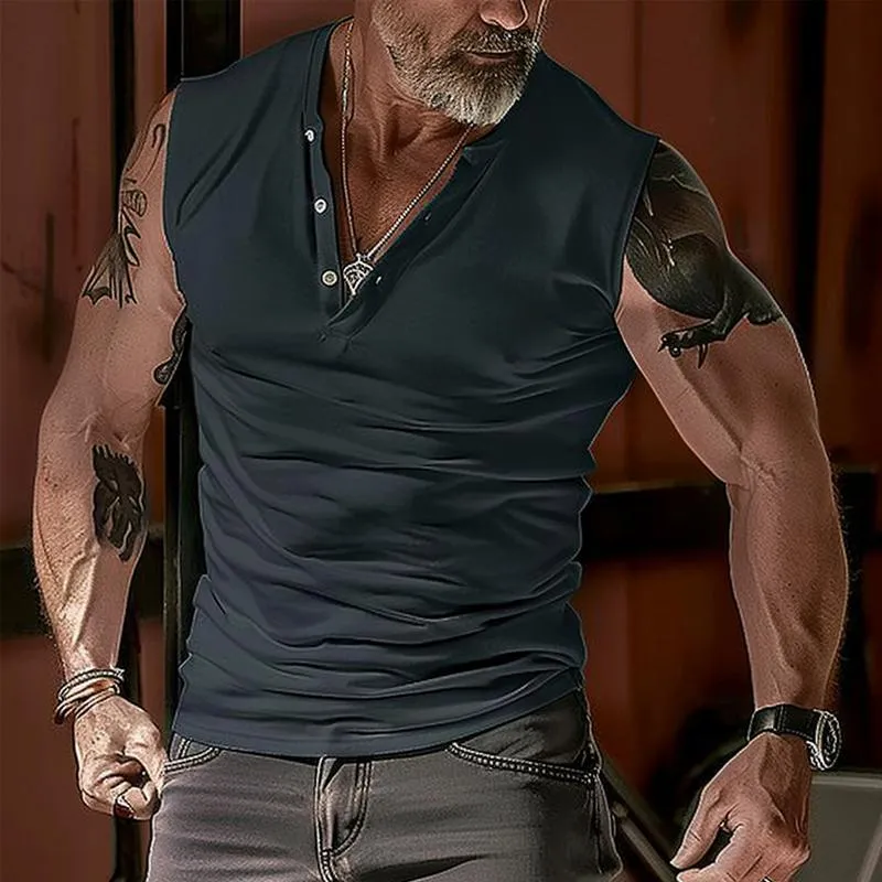 Men's Solid Color V-Neck Solid Color Vest Tank Tops 79900683X sold by Manly product image thumbnail 3