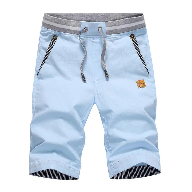 Men's Casual Cotton Linen Straight Slim Elastic Waist Shorts 39500946M sold by Manly product image thumbnail 5