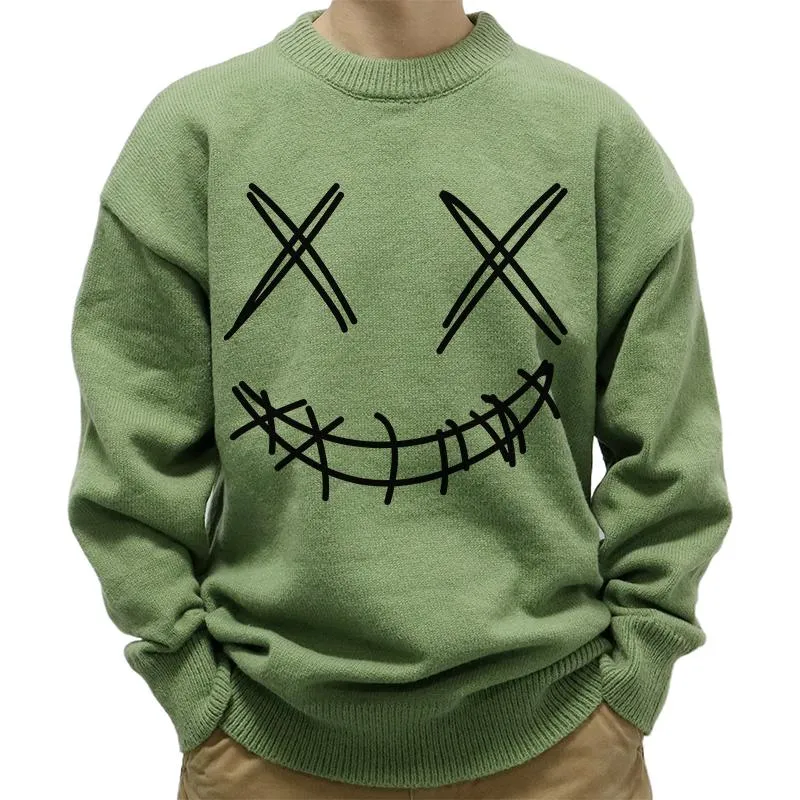 Men's Casual Round Neck Smiley Print Long Sleeve Pullover Sweater 57395732M sold by Manly product image thumbnail 4