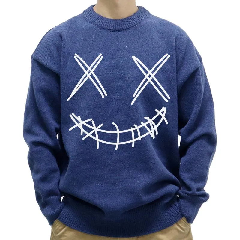 Men's Casual Round Neck Smiley Print Long Sleeve Pullover Sweater 57395732M sold by Manly product image thumbnail 3