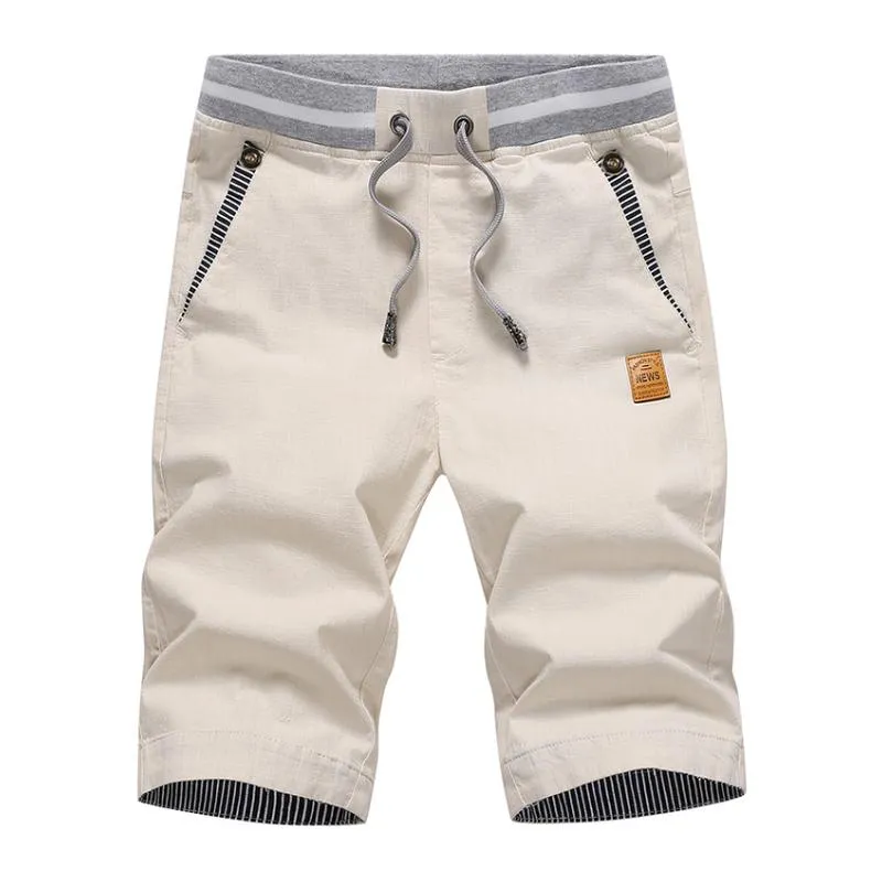 Men's Casual Cotton Linen Straight Slim Elastic Waist Shorts 39500946M sold by Manly product image thumbnail 2